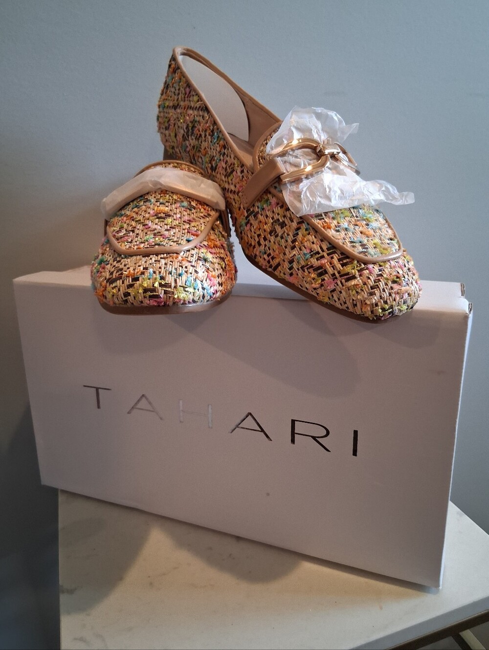Tahari Pastel Tweed Flats-Size 7